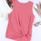 Red Twist Knot Waffle Knit Tank Top