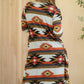 Geometric Color Block Open Front Long Cardigan