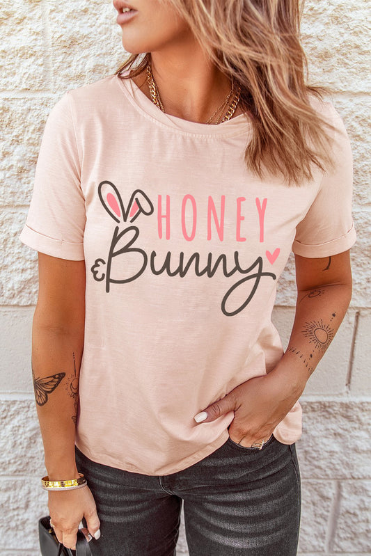 HONEY Bunny Graphic Cuffed Sleeves T-shirt