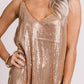 Apricot Spaghetti Straps Sequin Tank Top