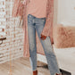 Pink Flare Sleeve Open Front Sequin Kimono