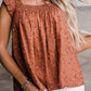 Floral Print Smocked Flounce Sleeveless Top