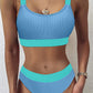Color Block Ribbed Bikini Swimwear