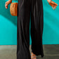 Black Side Slit Wide Leg Mid Waist Pants