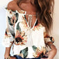 Floral Ruffled Tassel Tie Off Shoulder Blouse