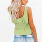 Green Drawstring Ruched Smocked Peplum Tank Top