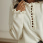 Frill Trim Buttoned Knit Pullover Sweater