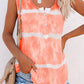Tie Dyed Buttoned Round Neck Tank Top