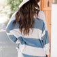 Stripe Oversized Striped Henley Sweater