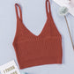 Ribbed Spaghetti Strap Cropped Knitted Tank Top