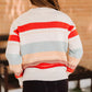 Crew Neck Drop-shoulder Striped Color Block Sweater