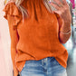Flutter Sleeve Frilled Neck Textured Blouse