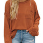 Brown Drop Shoulder Wide Sleeve Loose Sweater
