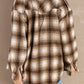Brown Buttons Pocketed Plaid Shacket