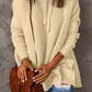 Apricot Waffle Knit Loose Slit Drawstring Hooded Sweater
