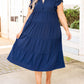 Blue Plus Size Ruffled Tiered A-line Midi Dress