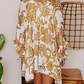 Draped Paisley Print Open Front Overlay Top with Ruffles