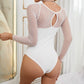 Polka Dot Mesh Patch Sleeve Bodysuit