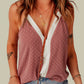 Contrast V Neckline Swiss Dot Tank Top