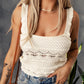 White Ruffle Straps Crochet Knit Tank Top