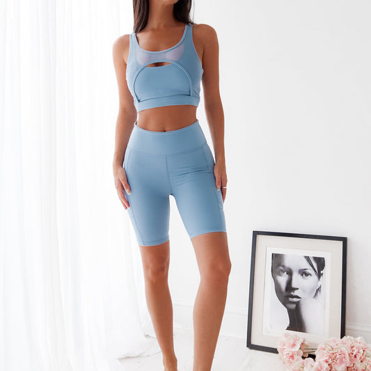 SEAMLESS BIKER SHORTS- BLUE