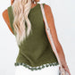 Green Tasseled Crochet Hollow-out Knit Tank