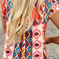 Multicolor Floral Aztec Geometric Cap Sleeve Top