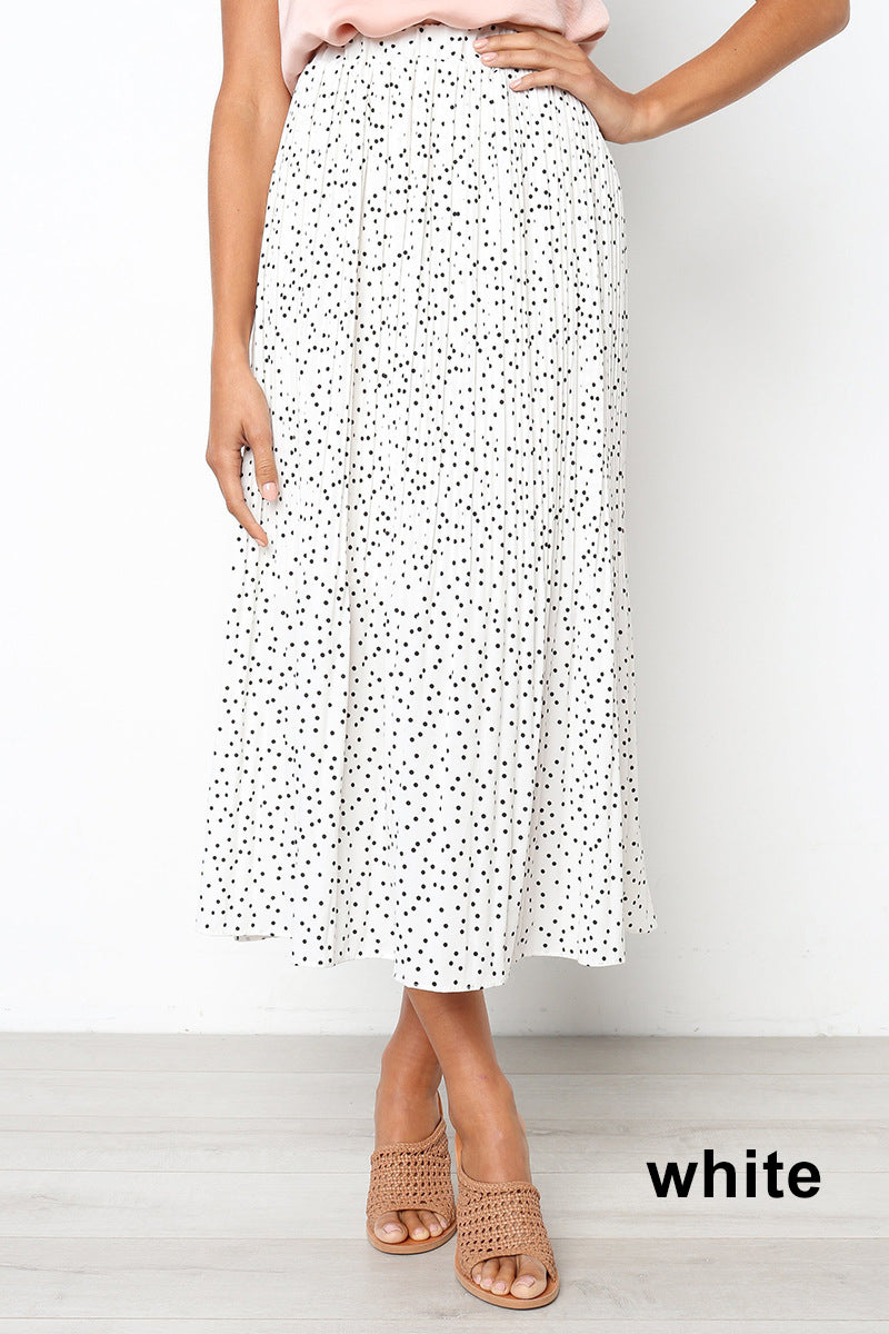 polka-dot pleated skirt