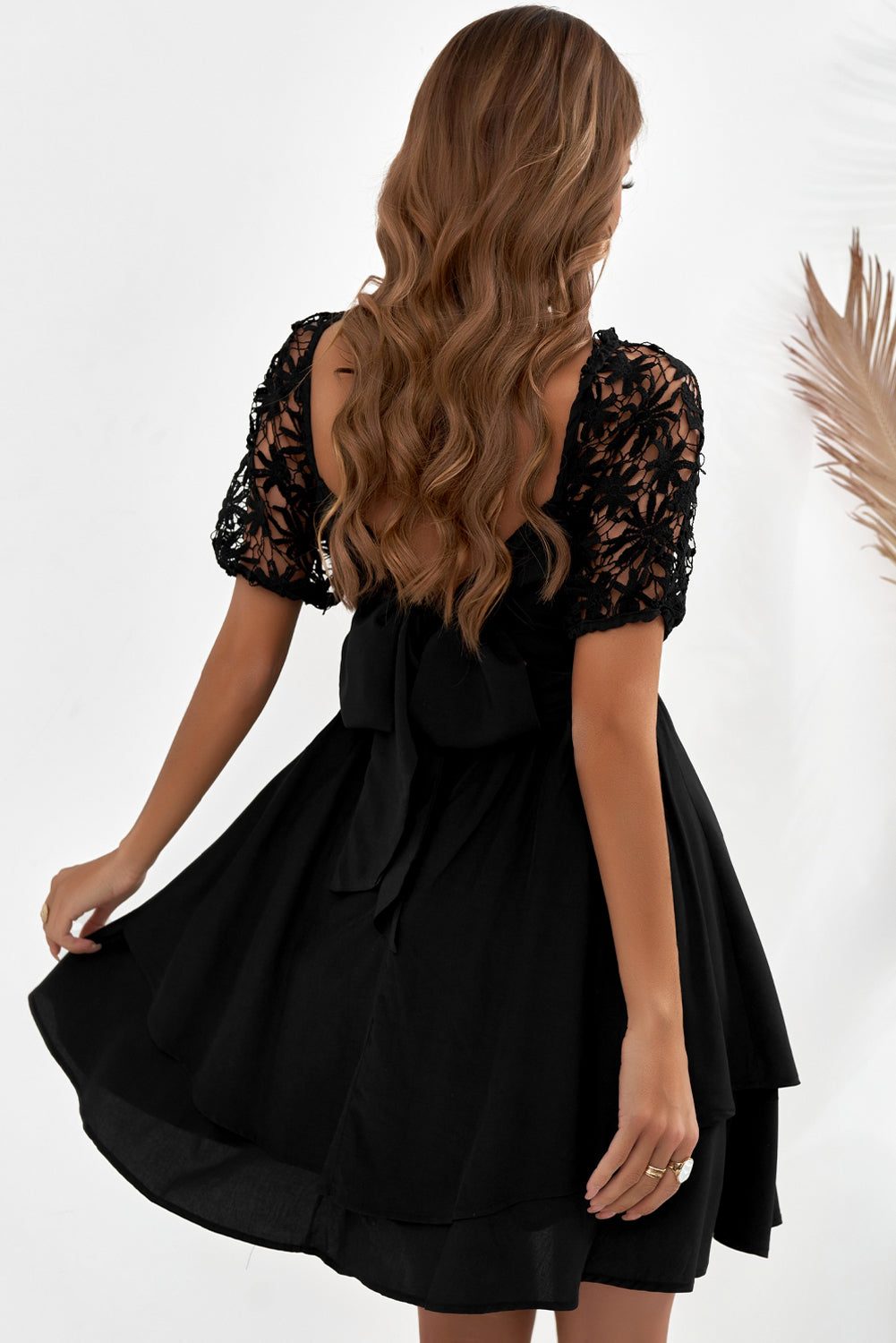 Ruffles Bow Back A Line Mini Dress