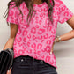 Leopard Print Crew Neck Short Sleeve T Shirt