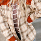 Contrast Corduroy Plaid Shacket
