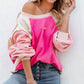 Colorblock Long Sleeve Pullover Fleece Sweatshirt
