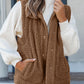 Snap Button Pocketed Sherpa Vest Jacket