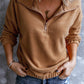 Turn-down Collar Long Sleeve Zipper Fleece Pullover Sweatshirt