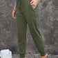 Army Green Pocketed Drawstring Casual Pants