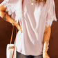 Satin Lace Flutter Sleeve Top