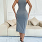 Summer knitted round neck sleeveless package hip dress