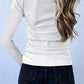 Black Scoop Neck Buttoned Front Long Sleeve Knitted Top