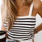 White Striped Tube Spaghetti Strap Knitted Tank Top