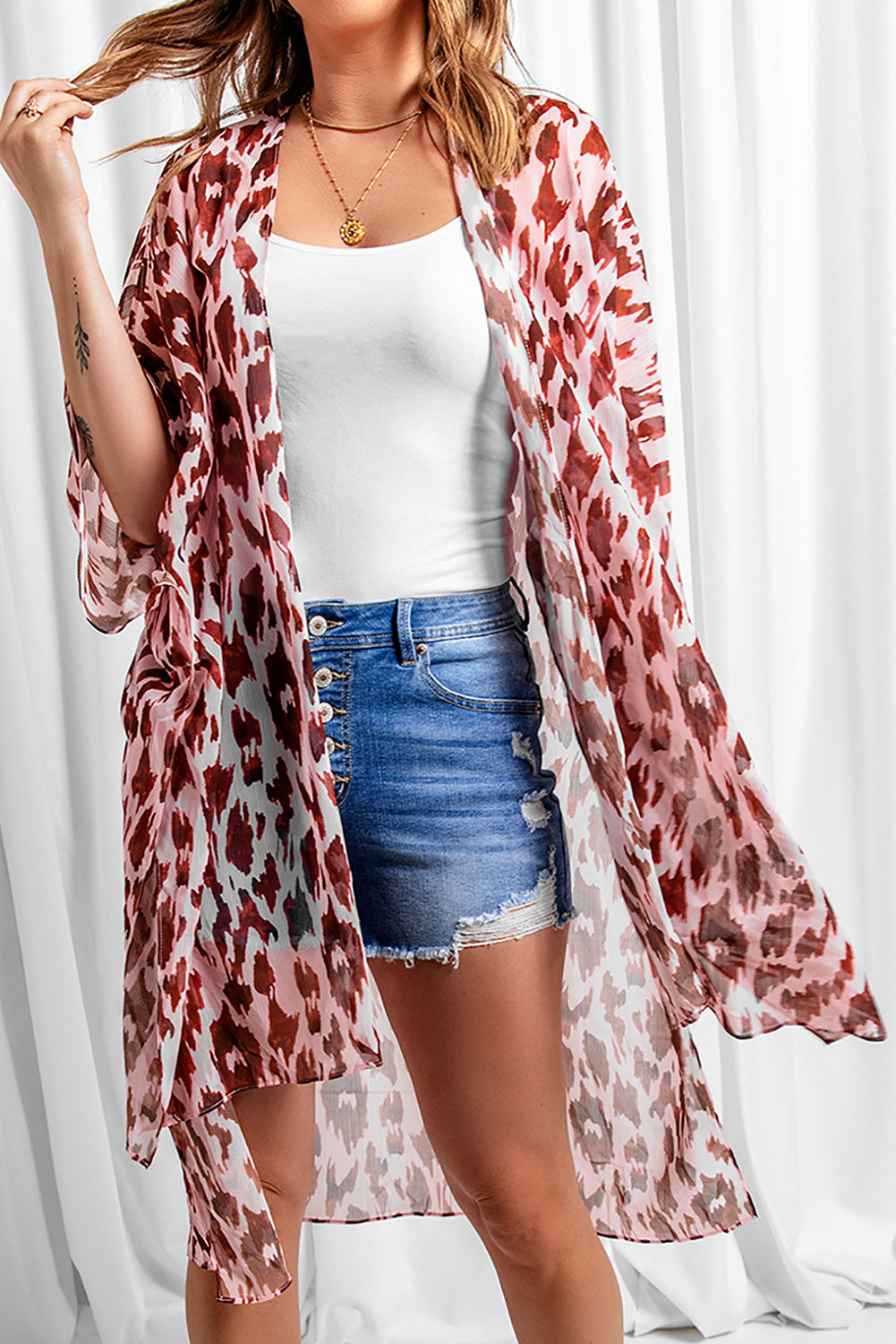 Pink Animal Print Kimono