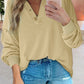 Buttoned V Neck Cotton Loose Fit Top