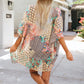 Multicolor Floral Open Sheer Shimmer Kimono