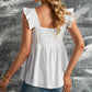 White Flutter Shoulder Babydoll Top
