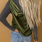 Green Half Zip Stripes Patchwork Hoodie