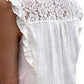 White Floral Lace Crochet Textured Sleeveless Shirt