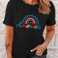 America Stars Graphic Embroidered Short Sleeve T Shirt