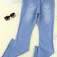 Sky Blue High Rise Distressed Bell Bottom Denims