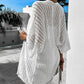 White Hollow-out Knit Kimono Lightweight Cardigan