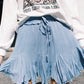 Blue Korean High Waist Tutu Pleated Mini Skirt