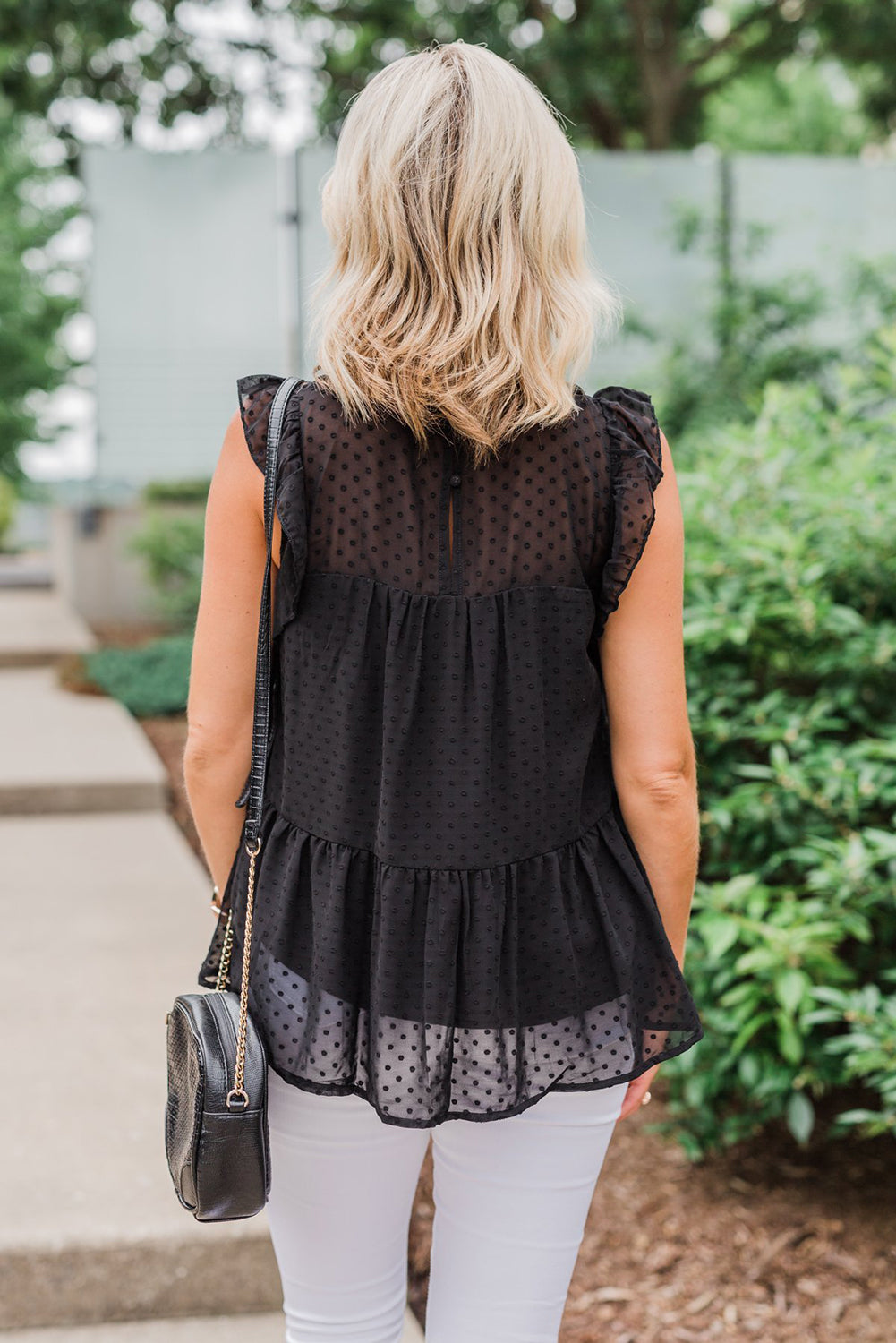Lace Detail Dotted Print Sleeveless Top